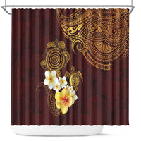 Polynesian Turtle Shower Curtain Plumeria Hibiscus Pattern Oxblood LT03 Oxblood - Polynesian Pride