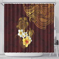 Polynesian Turtle Shower Curtain Plumeria Hibiscus Pattern Oxblood LT03 - Polynesian Pride