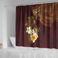 Polynesian Turtle Shower Curtain Plumeria Hibiscus Pattern Oxblood LT03 - Polynesian Pride
