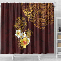 Polynesian Turtle Shower Curtain Plumeria Hibiscus Pattern Oxblood LT03 - Polynesian Pride