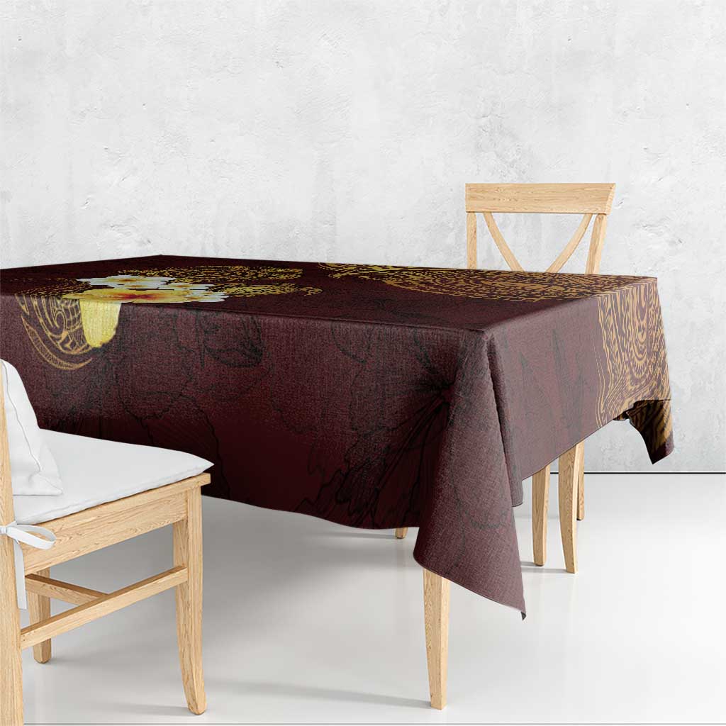 Polynesian Turtle Tablecloth Plumeria Hibiscus Pattern Oxblood LT03 - Polynesian Pride
