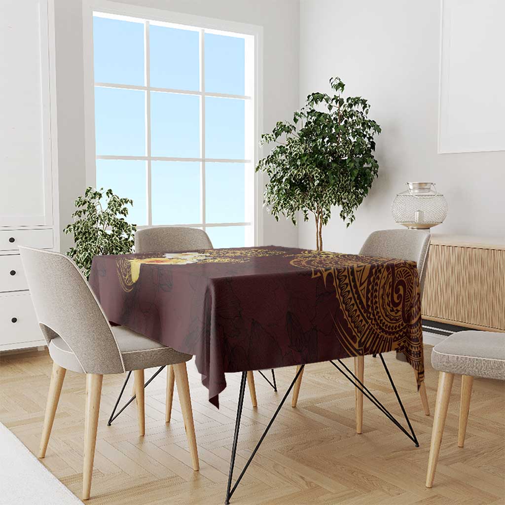 Polynesian Turtle Tablecloth Plumeria Hibiscus Pattern Oxblood LT03 - Polynesian Pride