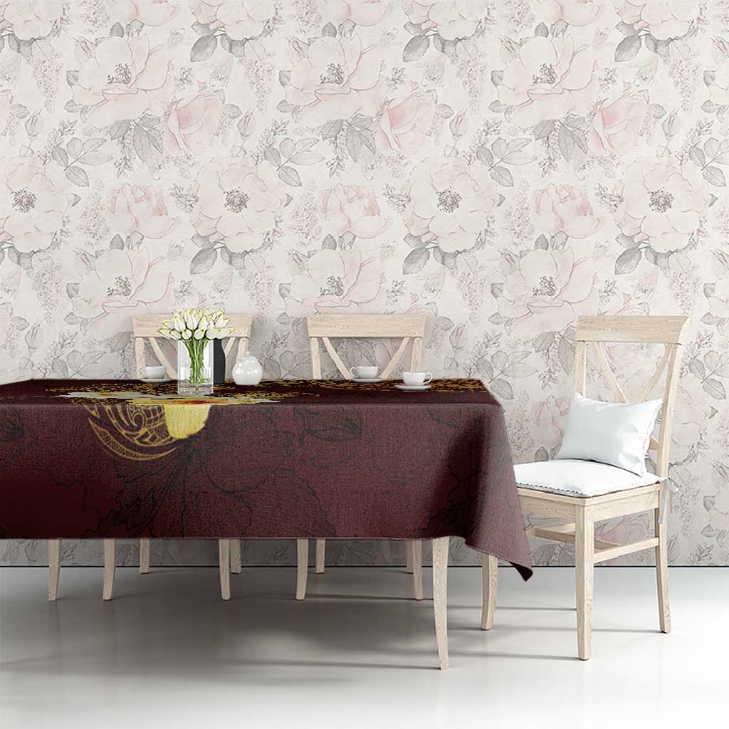 Polynesian Turtle Tablecloth Plumeria Hibiscus Pattern Oxblood LT03 - Polynesian Pride