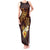 Polynesian Turtle Tank Maxi Dress Plumeria Hibiscus Pattern Oxblood