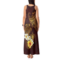 Polynesian Turtle Tank Maxi Dress Plumeria Hibiscus Pattern Oxblood LT03 - Polynesian Pride