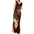 Polynesian Turtle Tank Maxi Dress Plumeria Hibiscus Pattern Oxblood