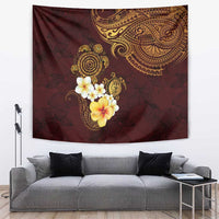 Polynesian Turtle Tapestry Plumeria Hibiscus Pattern Oxblood LT03 Oxblood - Polynesian Pride