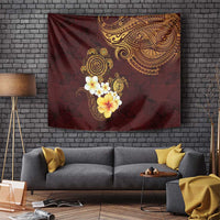Polynesian Turtle Tapestry Plumeria Hibiscus Pattern Oxblood LT03 - Polynesian Pride