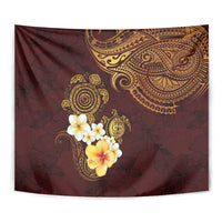 Polynesian Turtle Tapestry Plumeria Hibiscus Pattern Oxblood LT03 - Polynesian Pride