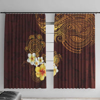 Polynesian Turtle Window Curtain Plumeria Hibiscus Pattern Oxblood LT03 With Hooks Oxblood - Polynesian Pride
