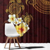 Polynesian Turtle Window Curtain Plumeria Hibiscus Pattern Oxblood LT03 - Polynesian Pride