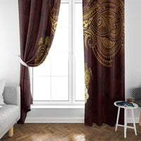 Polynesian Turtle Window Curtain Plumeria Hibiscus Pattern Oxblood LT03 - Polynesian Pride