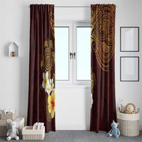 Polynesian Turtle Window Curtain Plumeria Hibiscus Pattern Oxblood LT03 - Polynesian Pride