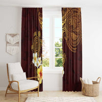 Polynesian Turtle Window Curtain Plumeria Hibiscus Pattern Oxblood LT03 - Polynesian Pride