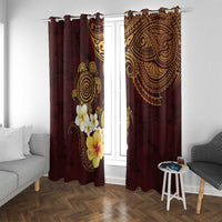 Polynesian Turtle Window Curtain Plumeria Hibiscus Pattern Oxblood LT03 With Grommets Oxblood - Polynesian Pride