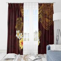 Polynesian Turtle Window Curtain Plumeria Hibiscus Pattern Oxblood LT03 - Polynesian Pride