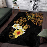 Polynesian Turtle Area Rug Plumeria Hibiscus Pattern Black Color LT03 Black - Polynesian Pride