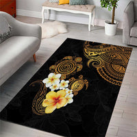 Polynesian Turtle Area Rug Plumeria Hibiscus Pattern Black Color LT03 - Polynesian Pride