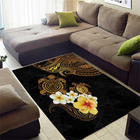 Polynesian Turtle Area Rug Plumeria Hibiscus Pattern Black Color LT03 - Polynesian Pride