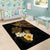 Polynesian Turtle Area Rug Plumeria Hibiscus Pattern Black Color