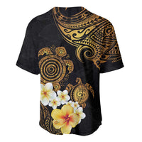 Polynesian Turtle Baseball Jersey Plumeria Hibiscus Pattern Black Color LT03 - Polynesian Pride