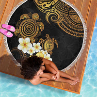 Polynesian Turtle Beach Blanket Plumeria Hibiscus Pattern Black Color LT03 - Polynesian Pride