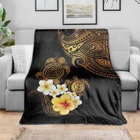 Polynesian Turtle Blanket Plumeria Hibiscus Pattern Black Color LT03 - Polynesian Pride