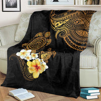Polynesian Turtle Blanket Plumeria Hibiscus Pattern Black Color LT03 - Polynesian Pride