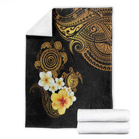 Polynesian Turtle Blanket Plumeria Hibiscus Pattern Black Color LT03 - Polynesian Pride