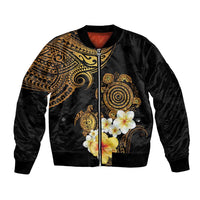 Polynesian Turtle Bomber Jacket Plumeria Hibiscus Pattern Black Color LT03 Unisex Black - Polynesian Pride