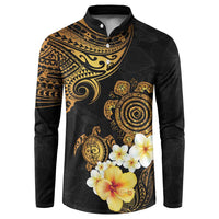 Polynesian Turtle Button Sweatshirt Plumeria Hibiscus Pattern Black Color LT03 Black - Polynesian Pride