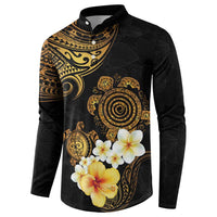 Polynesian Turtle Button Sweatshirt Plumeria Hibiscus Pattern Black Color LT03 - Polynesian Pride