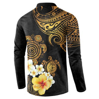 Polynesian Turtle Button Sweatshirt Plumeria Hibiscus Pattern Black Color LT03 - Polynesian Pride