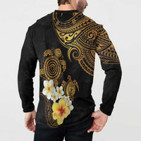 Polynesian Turtle Button Sweatshirt Plumeria Hibiscus Pattern Black Color LT03 - Polynesian Pride