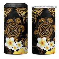 Polynesian Turtle 4 in 1 Can Cooler Tumbler Plumeria Hibiscus Pattern Black Color LT03 One Size: 16 oz Black - Polynesian Pride