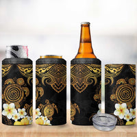 Polynesian Turtle 4 in 1 Can Cooler Tumbler Plumeria Hibiscus Pattern Black Color LT03 - Polynesian Pride