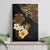 Polynesian Turtle Canvas Wall Art Plumeria Hibiscus Pattern Black Color