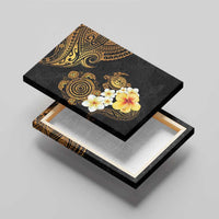 Polynesian Turtle Canvas Wall Art Plumeria Hibiscus Pattern Black Color LT03 - Polynesian Pride
