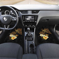 Polynesian Turtle Car Mats Plumeria Hibiscus Pattern Black Color LT03 Set 2pcs - Front Black - Polynesian Pride