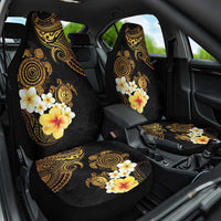 Polynesian Turtle Car Seat Cover Plumeria Hibiscus Pattern Black Color LT03 One Size Black - Polynesian Pride