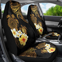 Polynesian Turtle Car Seat Cover Plumeria Hibiscus Pattern Black Color LT03 - Polynesian Pride