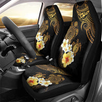 Polynesian Turtle Car Seat Cover Plumeria Hibiscus Pattern Black Color LT03 - Polynesian Pride