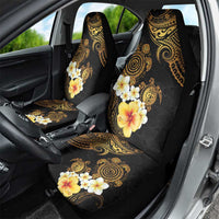 Polynesian Turtle Car Seat Cover Plumeria Hibiscus Pattern Black Color LT03 - Polynesian Pride
