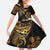 Polynesian Turtle Family Matching Long Sleeve Bodycon Dress and Hawaiian Shirt Plumeria Hibiscus Pattern Black Color