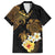 Polynesian Turtle Family Matching Long Sleeve Bodycon Dress and Hawaiian Shirt Plumeria Hibiscus Pattern Black Color