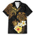 Polynesian Turtle Family Matching Off The Shoulder Long Sleeve Dress and Hawaiian Shirt Plumeria Hibiscus Pattern Black Color