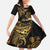 Polynesian Turtle Family Matching Off Shoulder Maxi Dress and Hawaiian Shirt Plumeria Hibiscus Pattern Black Color