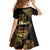 Polynesian Turtle Family Matching Off Shoulder Maxi Dress and Hawaiian Shirt Plumeria Hibiscus Pattern Black Color