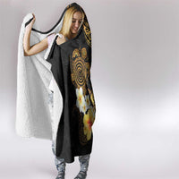Polynesian Turtle Hooded Blanket Plumeria Hibiscus Pattern Black Color LT03 - Polynesian Pride