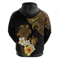 Polynesian Turtle Hoodie Plumeria Hibiscus Pattern Black Color LT03 - Polynesian Pride